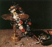 BRUEGHEL, Jan the Elder Still-Life with Garland of Flowers and Golden Tazza fdg oil on canvas